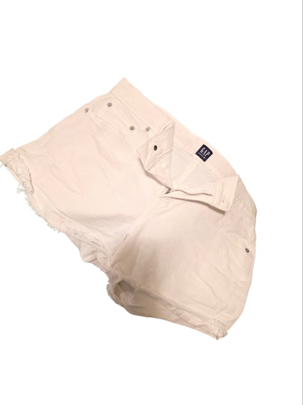 GAP White High-Rise Raw Hem Denim Shorts